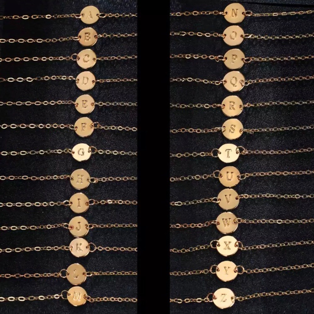 Minimalist Initial Letter Pendant Simple Bracelet - Picture 8 of 15